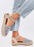 Lila espadrilky s čipkovaným zvrškom