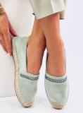 Pistáciové semišové espadrilky s kamienkami