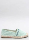 Pistáciové semišové espadrilky s kamienkami