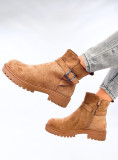 Semišové členkové čižmy v camel farbe