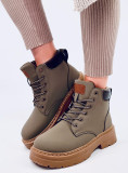 Šnurovacie členkové čižmy khaki