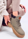 Šnurovacie členkové čižmy khaki