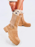 Semišové čižmy s elastickou manžetou camel