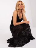 Čierne čipkované elegantné šaty v maxi dĺžke
