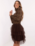 Elegantná mini sukňa z tylu v tmavohnedej farbe