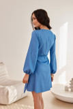 Florence – modré mini zavinovacie šaty