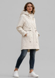 Ecru jarná parka s veľkou kapucňou