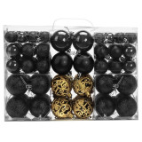 Ozdoby na stromček čierna/zlatá, 100 kusov