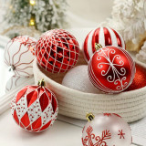 Ozdoby na stromček červená/biela, 8 cm, 16 kusov