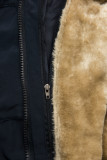 Tmavomodrá parka na jeseň/zimu s odnímateľným futrom