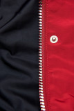 Červená/modrá basic jarná parka s kapucňou