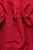 Červená/modrá basic jarná parka s kapucňou