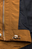 Hnedá/modrá basic jarná parka s kapucňou
