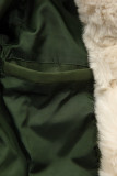 Khaki/krémová prešívaná zimná bunda so sťahovaním v páse