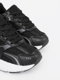 Čierne sneakersy so sieťovinou a bielou podrážkou