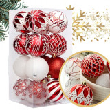 Ozdoby na stromček červená/biela, 8 cm, 16 kusov