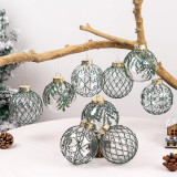 Ozdoby na stromček zelená/transparentná, 8 cm, 9 kusov