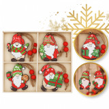 Sada 12 drevených ozdôb na stromček, 6,5 cm