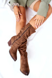 Semišové členkové čižmy na plochom podpätku, hnedé