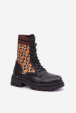 Členkové workery s leopardím vzorom, čierne