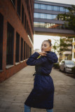 Béžová prešívaná bunda so sťahovaním v páse