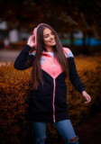Predĺžená mikina čierna/marhuľová/sivá