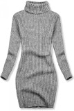 Sivé pletené rolákové šaty