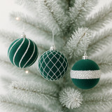 Zelené velúrové ozdoby na stromček, 8 cm, 9 kusov