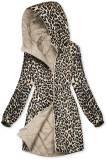 Obojstranná bunda tmavobéžová/leopardí vzor