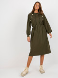 Khaki midi teplákové šaty