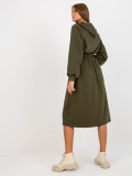Khaki midi teplákové šaty