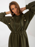Khaki midi teplákové šaty