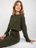Khaki casual súprava s krátkou mikinou