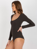 Khaki pruhované body s dlhým rukávom