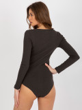 Khaki pruhované body s dlhým rukávom