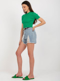 Modré dámske jeans šortky s opaskom