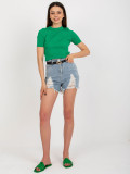 Modré dámske jeans šortky s opaskom