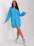 Modré oversize pletené šaty/pulóver