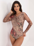 Elegantné body s dlhým rukávom v béžovej farbe