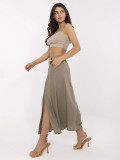 Elegantná midi sukňa v khaki