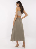 Elegantná midi sukňa v khaki