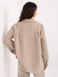 Béžová prechodná bunda s golierom