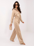 Béžový elegantný komplet košeľa a nohavice
