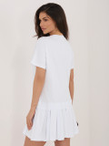 Biele rozšírené mini šaty s krátkym rukávom