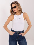 Biely bavlnený top s výšivkou a nápisom