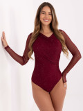 Elegantné bordové body s aplikáciou a dlhým rukávom