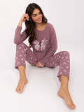 Dámske pyžamo s dlhým rukávom v tmavoružovej farbe