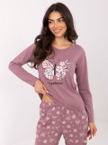 Dámske pyžamo s dlhým rukávom v tmavoružovej farbe