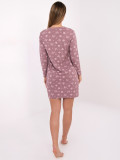 Dámska nočná košeľa s dlhým rukávom, tmavoružová