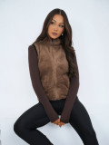 Tmavobéžová kožušinová vesta